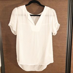 Sheer White Patterned Polyester Blouse